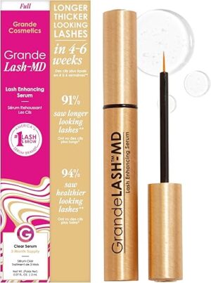 Grande Cosmetics GrandeLASH-MD Lash Enhancing Serum - Peptide & Vitamin Infused Formula for Longer, Thicker, Fuller Looking Lashes - Ophthalmologist Tested, Cruelty-Free