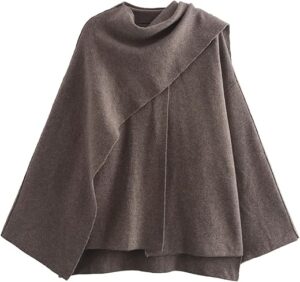 Kissonic Women's Oversized Scarf Jacket Shawl Wraps Knit Long Sleeve Button Winter Peacoat